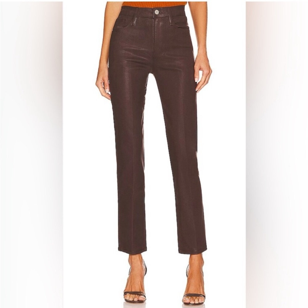 FRAME Le Slyvie Slender Straight Dark Chocolate Pants